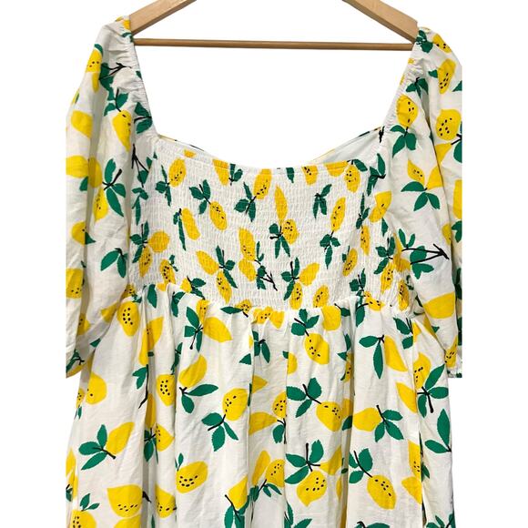 Boutique Lemon Mini Dress Babydoll Womens 3XL Plus Size Yellow White - Picture 3 of 8